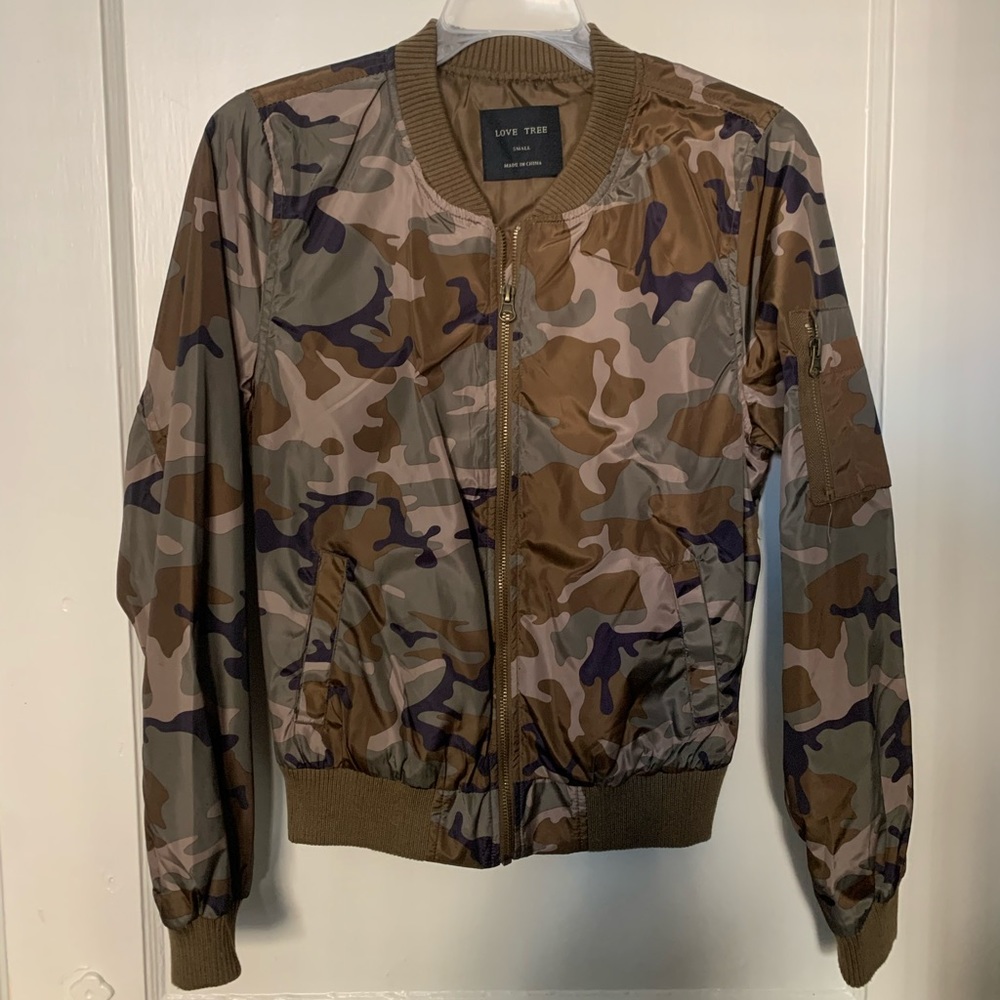Camo print bomber jacket